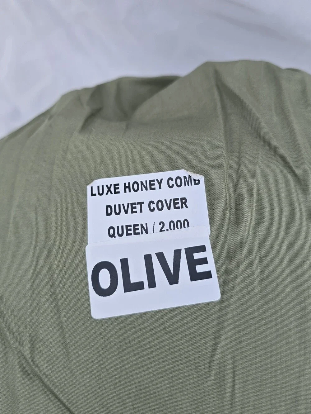 New Quince QUEEN 100% Organic Cotton Luxe Honeycomb Duvet Cover Olive Green